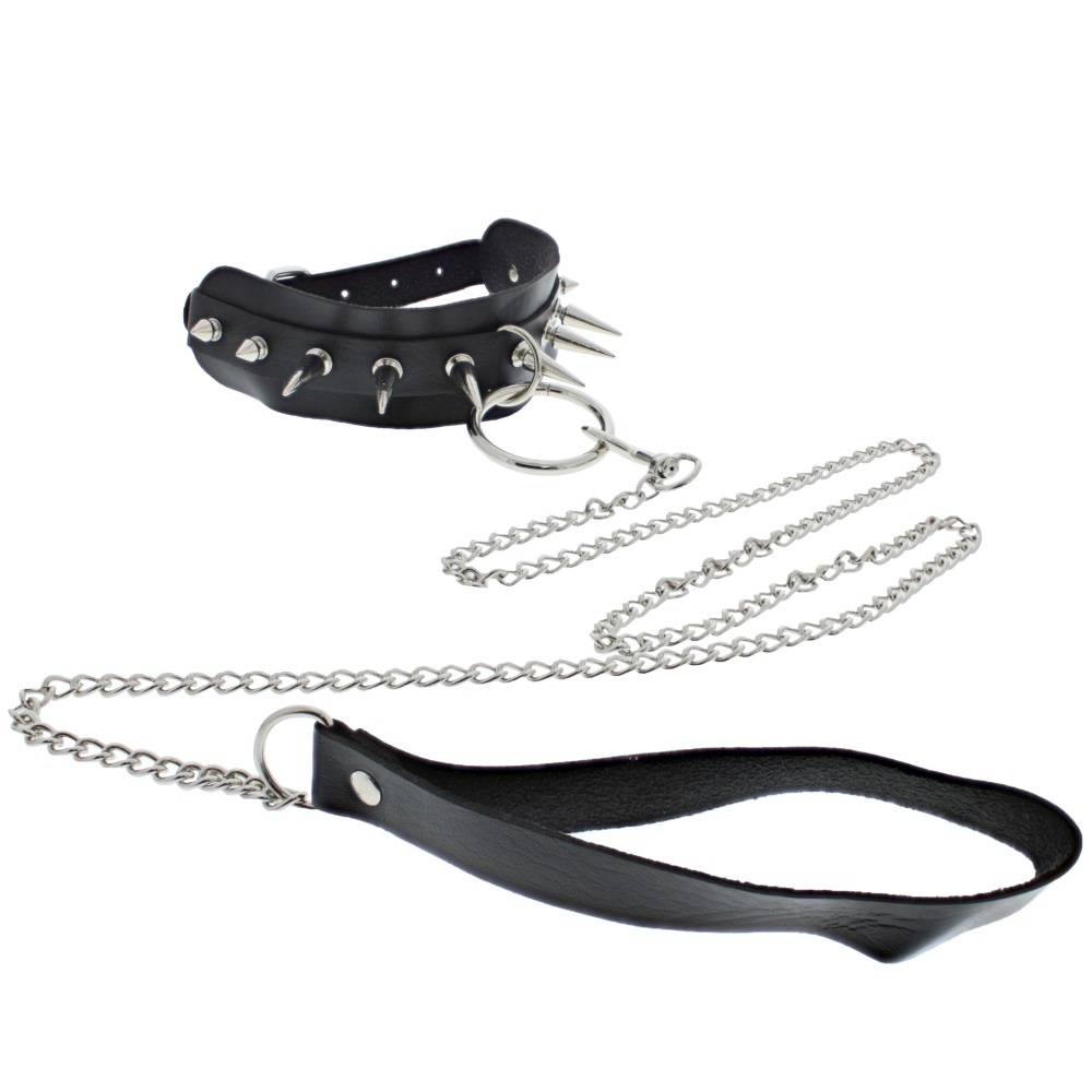 Zac's Alter Ego - Spike with Detachable Chain Strap Choker - Zwart